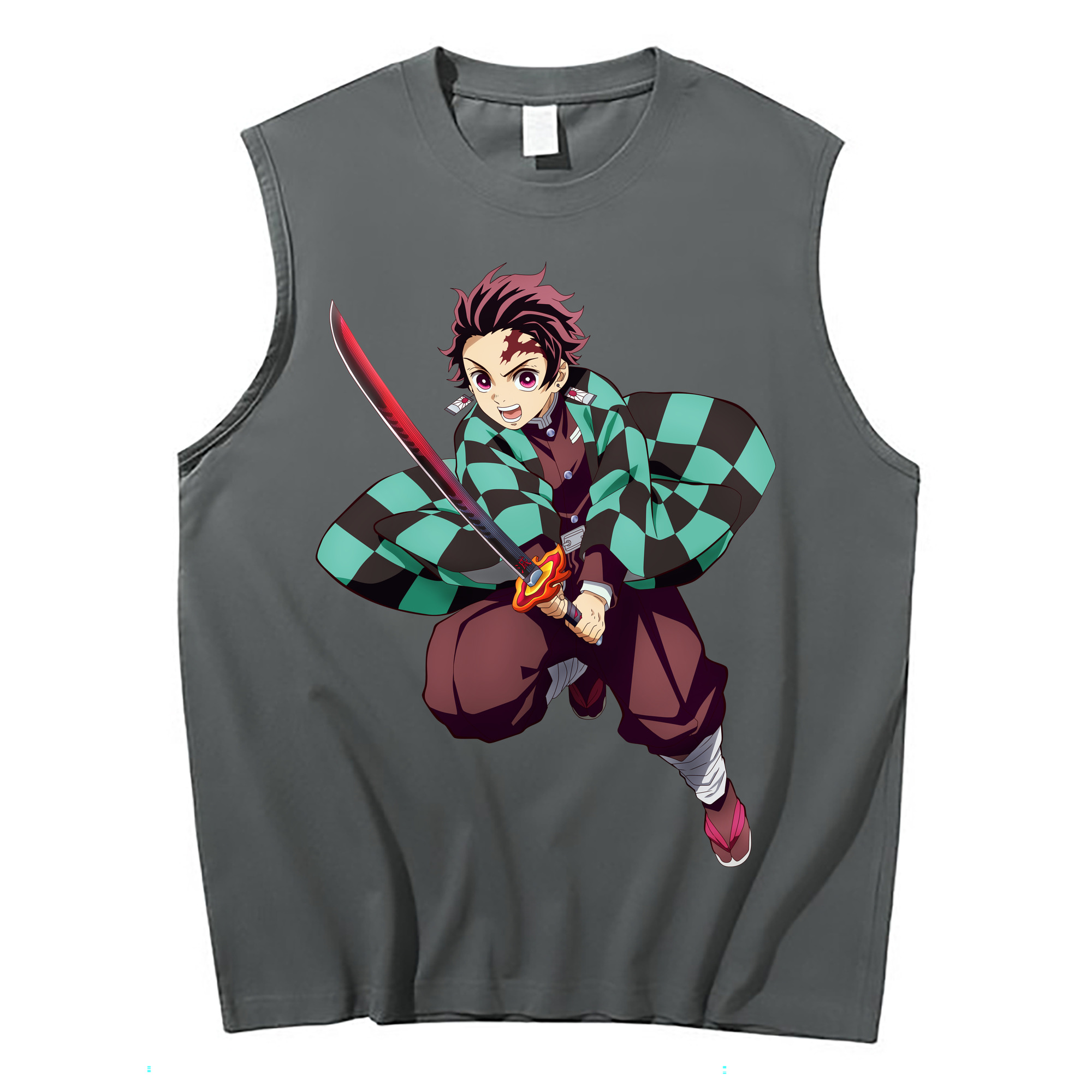 （画像用） 鬼滅の刃 竈門 炭治郎／かまど たんじろう Kamado Tanjirou コットン100％タンクトップ（フロントプリント）